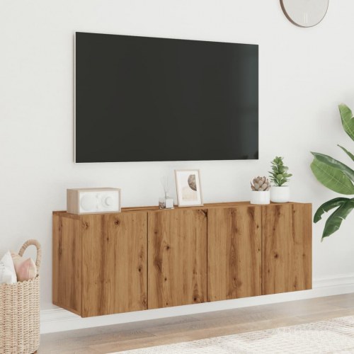 Væghængte tv-borde 2 stk. 60x30x41 cm egetræsfarve