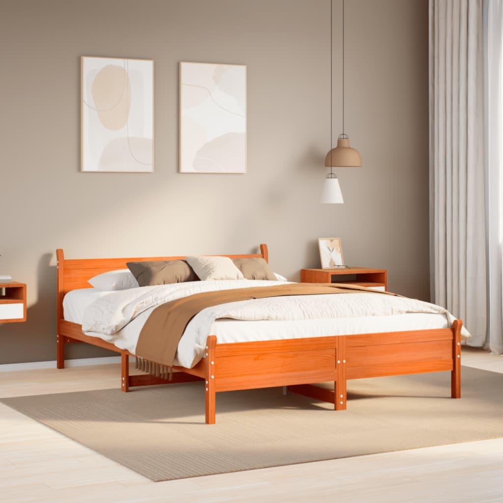 Sengeramme Uden Madras Massivt Fyrretræ - Gyldenbrun / 140 x 200 cm