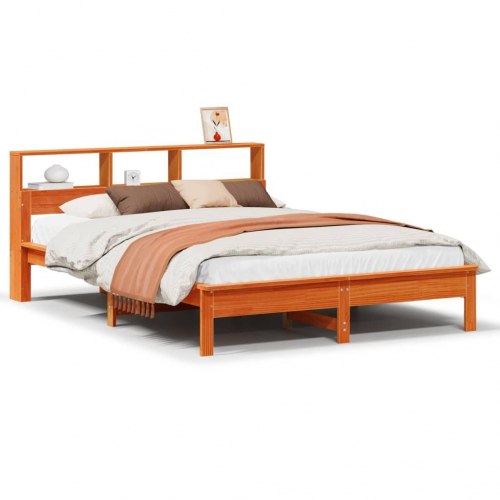 Sengeramme 140 x 190 cm med lamelbund - gyldenbrun