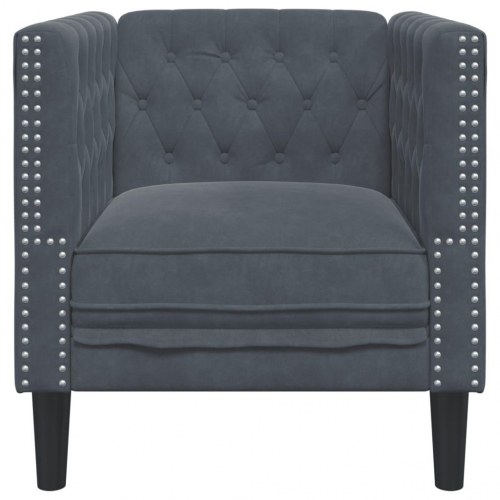 Chesterfield-sofastol i mørkegrå velour