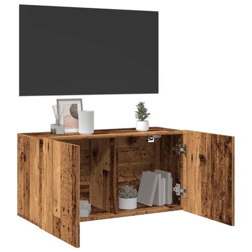 Væghængt tv-bord 80x30x41 cm gammelt træ-look