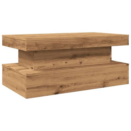 Sofabord med LED-lys 90x50x40 cm kunsteg