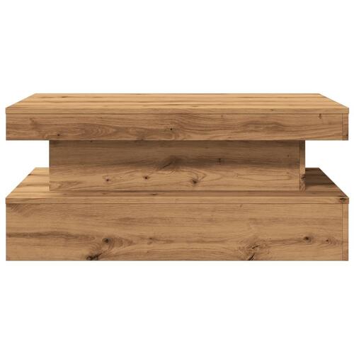 Sofabord med LED-lys 90x50x40 cm kunsteg