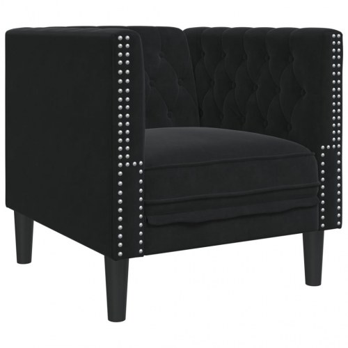 Chesterfield-sofastol fløjl sort