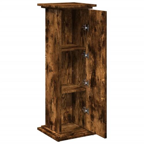 Piedestal med opbevaring 31x30x90 cm konstrueret træ røget eg