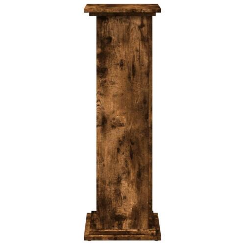 Piedestal med opbevaring 31x30x90 cm konstrueret træ røget eg