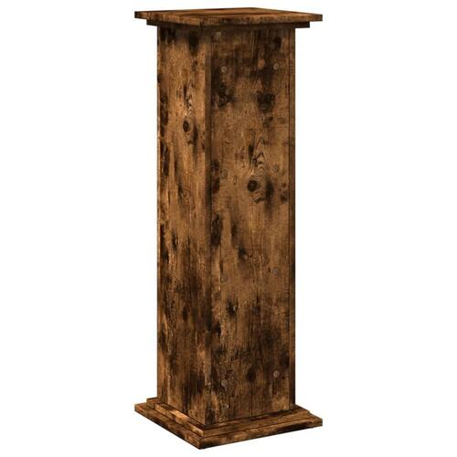 Piedestal med opbevaring 31x30x90 cm konstrueret træ røget eg