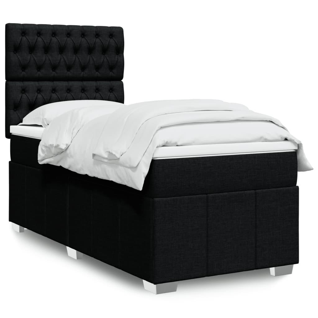 Kontinentalseng Med Madras Stof Sort - Med pynteknapper / 100 x 200 cm