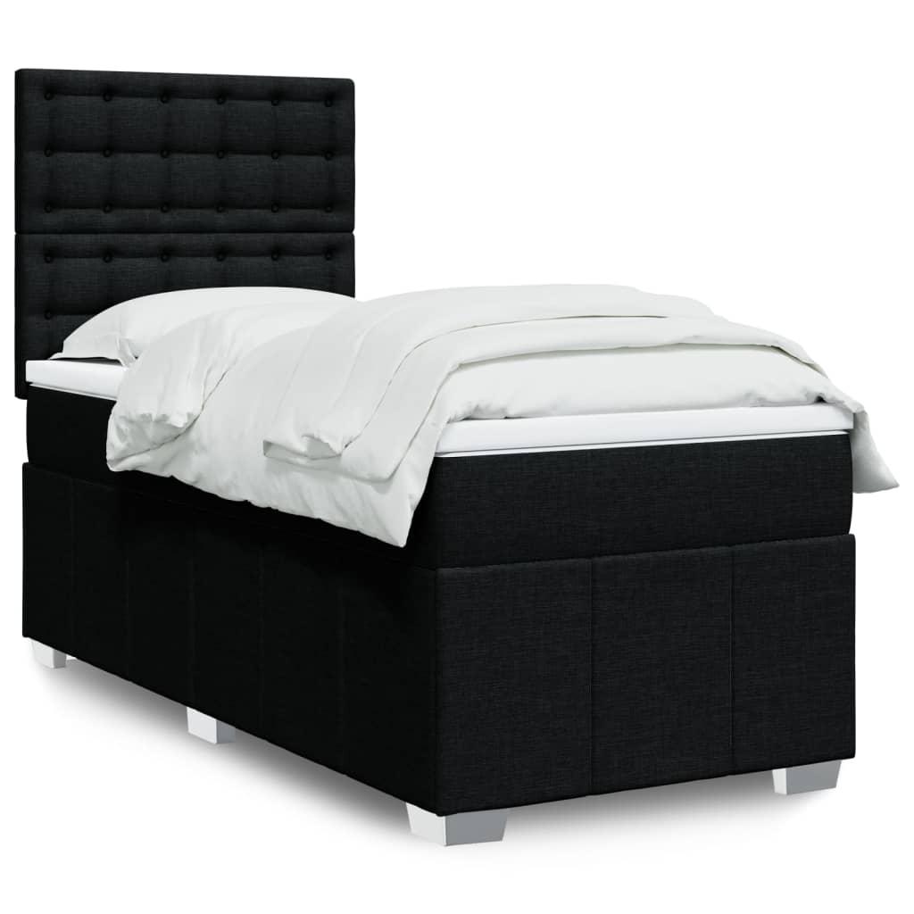 Kontinentalseng Med Madras Stof Sort - knapper / 100 x 200 cm