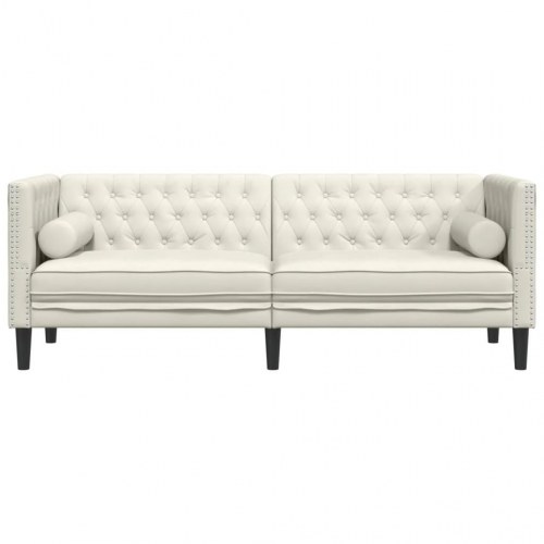 3-personers Chesterfield-sofa med bolsterpuder - cremefarvet