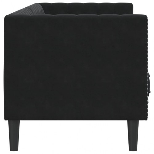 3-personers Chesterfield-sofa med bolsterpuder - sort