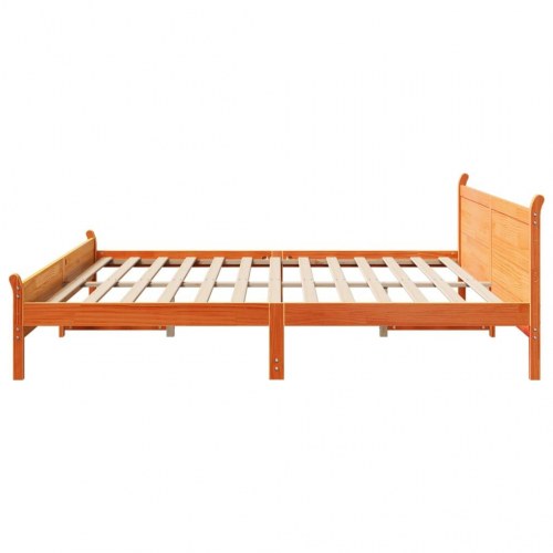 Sengeramme uden madras 200 x 200 cm i massivt fyrretræ - gyldenbrun
