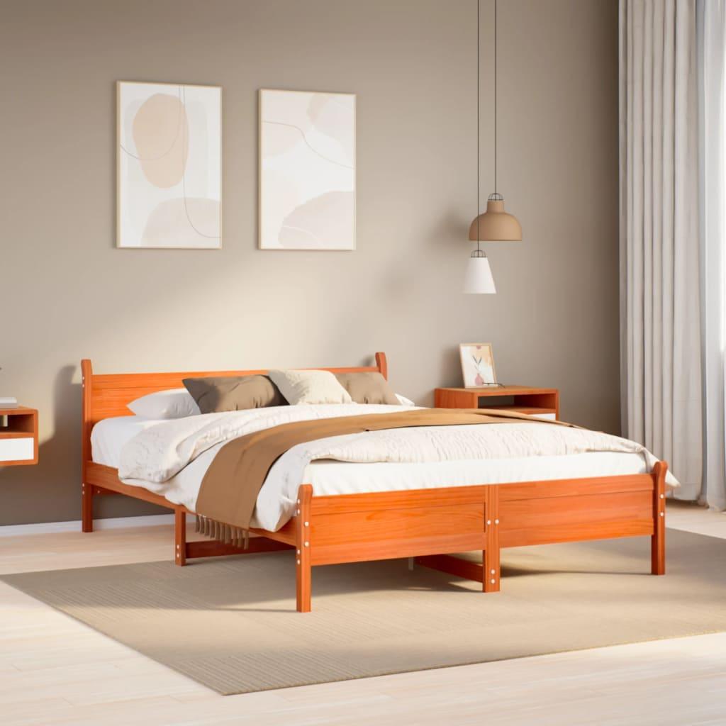 vidaXL sengeramme uden madras 120x200 cm massivt fyrretræ gyldenbrun