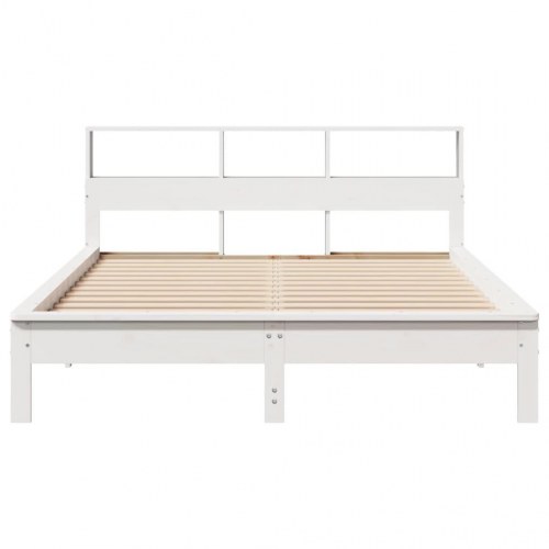 Seng med reol uden madras 120x200 cm massivt fyrretræ hvid