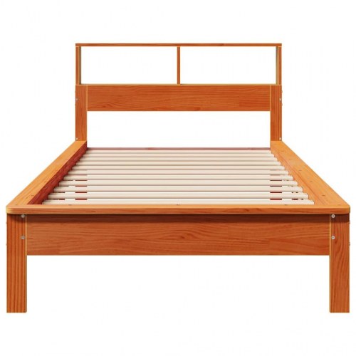 Sengeramme med reolgavl uden madras 90 x 200 cm - gyldenbrun