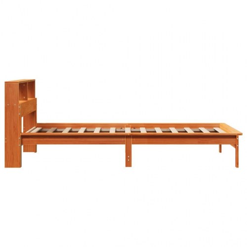 Sengeramme med reolgavl uden madras 90 x 200 cm - gyldenbrun