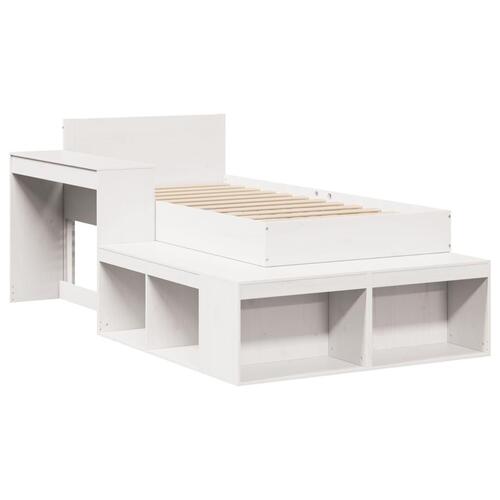 Sengeramme uden madras 75x190 cm massivt fyrretræ hvid