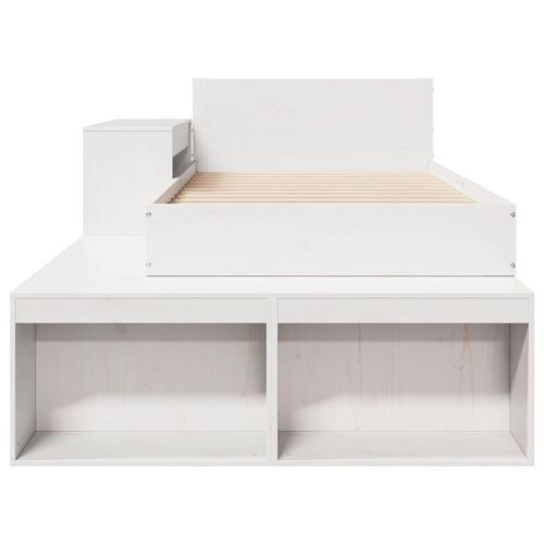 Sengeramme uden madras 75x190 cm massivt fyrretræ hvid