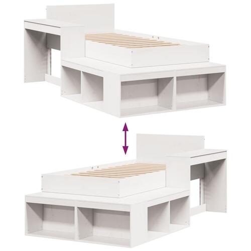 Sengeramme uden madras 75x190 cm massivt fyrretræ hvid