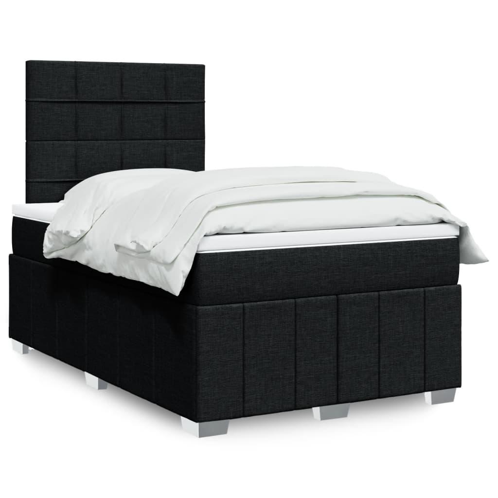 Kontinentalseng med madras og LED 120x190 cm - sort stof