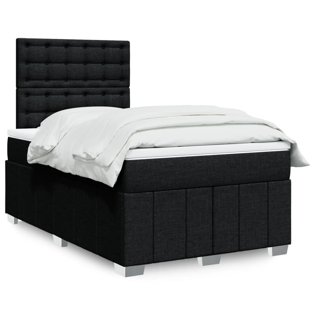 Kontinentalseng med madras og topmadras 120x190 cm stof sort