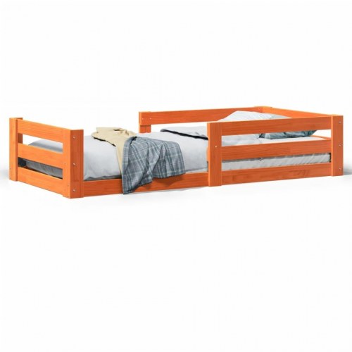 Sengeramme uden madras 80 x 200 cm i massivt fyrretræ - gyldenbrun