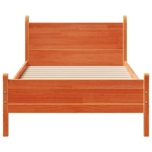 Sengeramme uden madras 90x190 cm massivt fyrretræ gyldenbrun