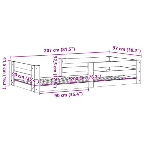 Sengeramme 90x200 cm i massivt fyrretræ - hvid
