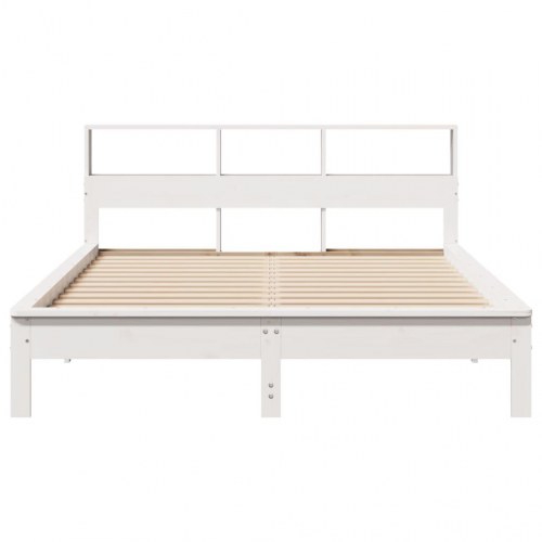 Seng med reol uden madras 120x190 cm massivt fyrretræ hvid