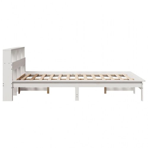 Seng med reol uden madras 120x190 cm massivt fyrretræ hvid