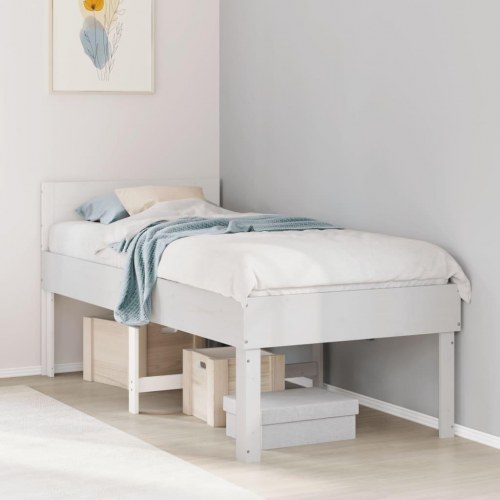 Sengeramme 75x190 cm i massivt fyrretræ - hvid