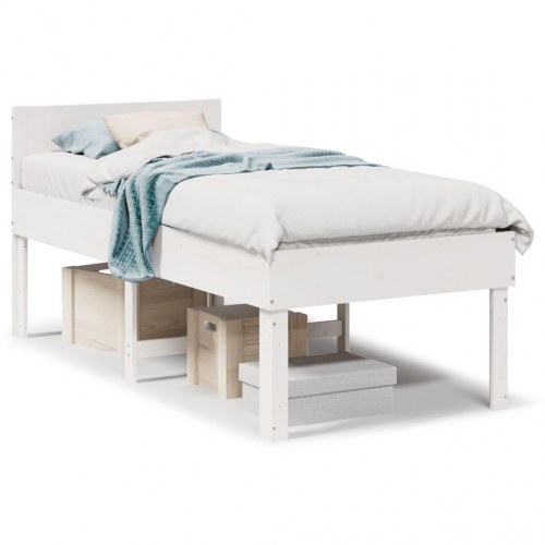 Sengeramme 75x190 cm i massivt fyrretræ - hvid
