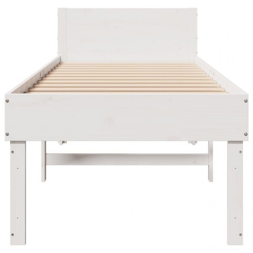Sengeramme 75x190 cm i massivt fyrretræ - hvid