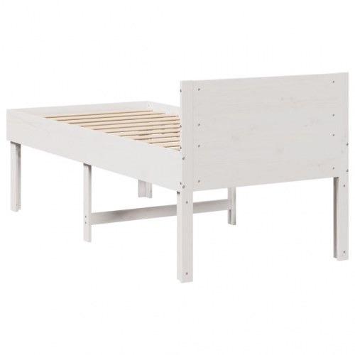 Sengeramme 75x190 cm i massivt fyrretræ - hvid
