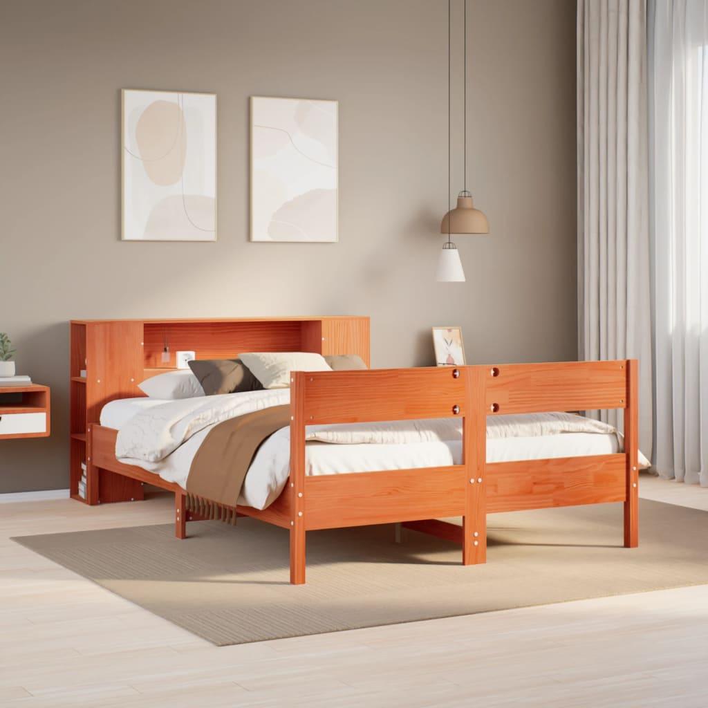 Seng Med Reol Uden Madras Massivt Fyrretræ - Gyldenbrun / 140 x 200 cm
