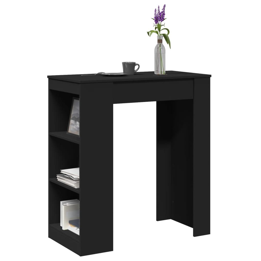 Barbord Med Stativer 95x47x103 Konstrueret Træ Sort