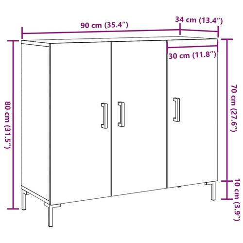 Skab 90x34x80 cm konstrueret træ gammelt træ-look