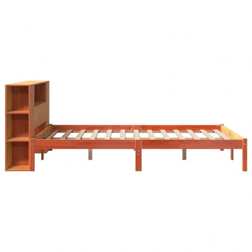 Sengeramme med reolgavl uden madras 135 x 190 cm - gyldenbrun