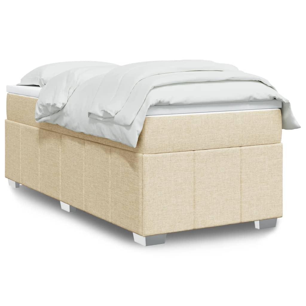 Kontinentalseng med madras og topmadras 90 x 190 cm - stof, cremefarvet