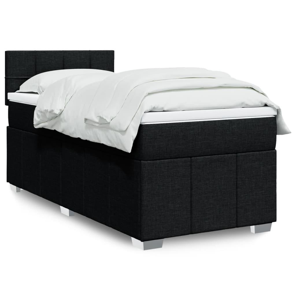 Kontinentalseng Med Madras Stof Sort - Blok med firkanter / 90 x 190 cm