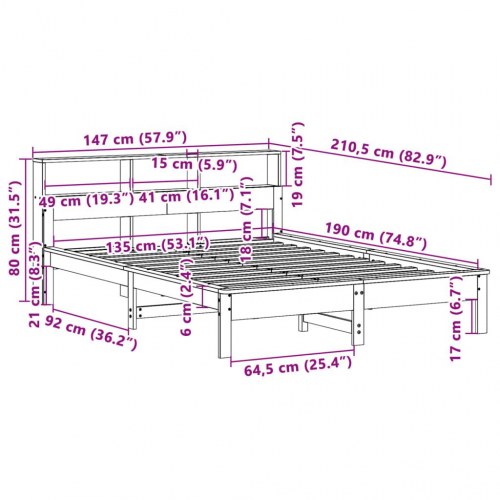Sengeramme uden madras med hovedgærde 135 x 190 cm - hvid