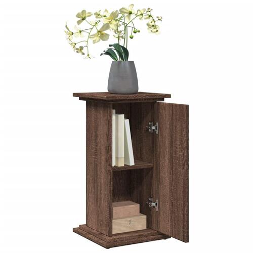Piedestal med opbevaring 31x30x60 cm konstrueret træ brun eg