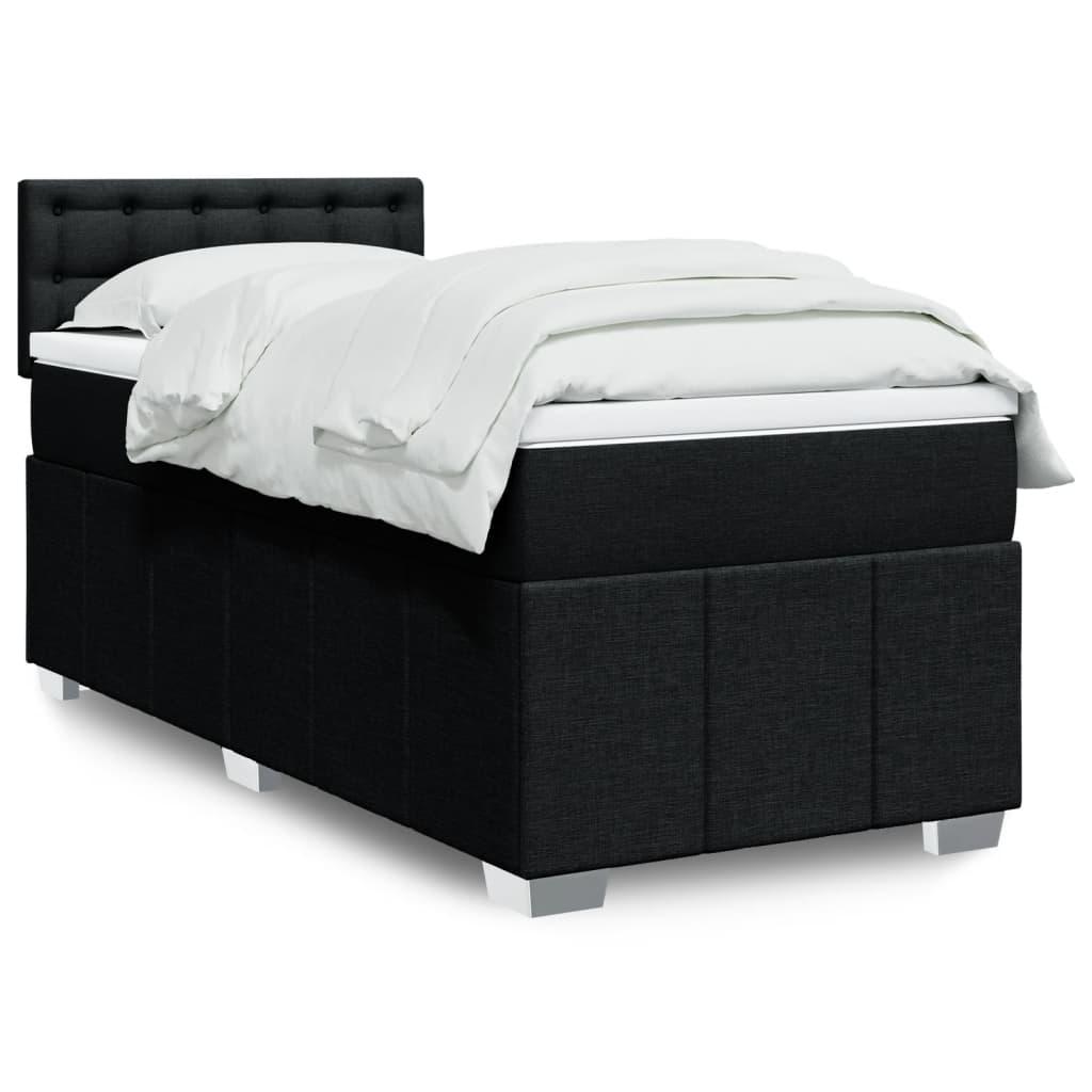 Kontinentalseng Med Madras Stof Sort - knapper / 100 x 200 cm