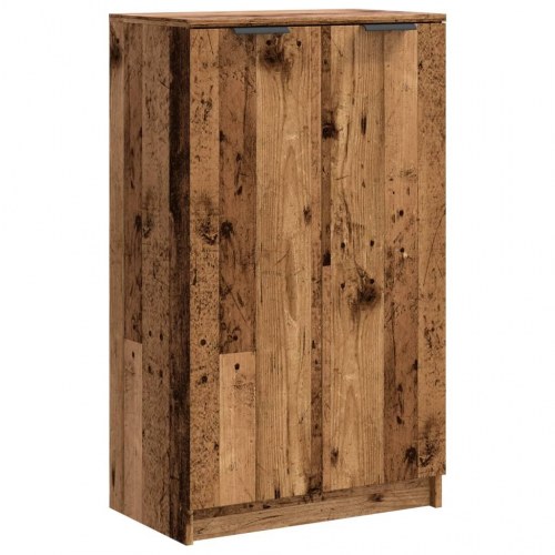 Skoskab 59×35×100,5 cm i konstrueret træ - gammelt træ-look