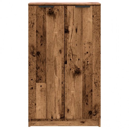 Skoskab 59×35×100,5 cm i konstrueret træ - gammelt træ-look