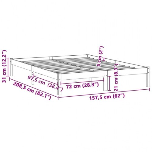 Sengeramme i massivt fyrretræ 193×203 cm - uden madras