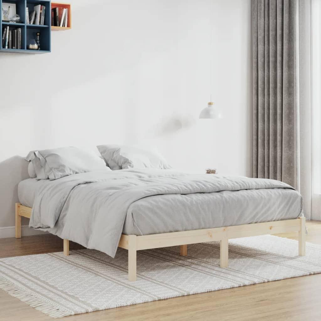 Sengeramme i massivt fyrretræ 152×203 cm - uden madras billede