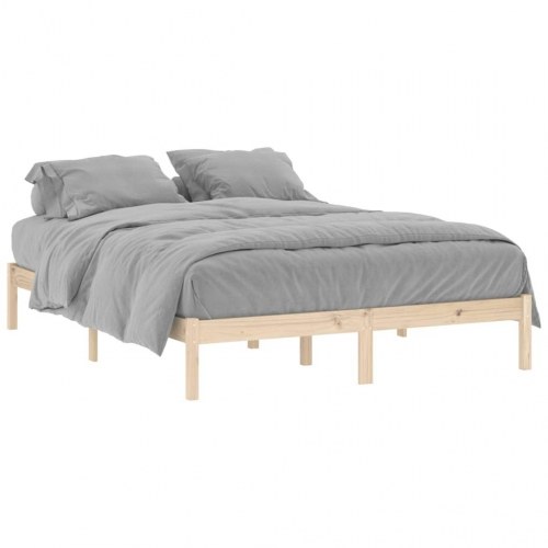 Sengeramme i massivt fyrretræ 152×203 cm - uden madras