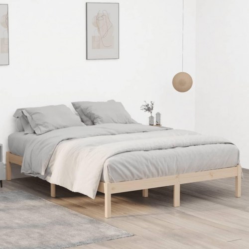 Sengeramme i massivt fyrretræ 152×203 cm - uden madras