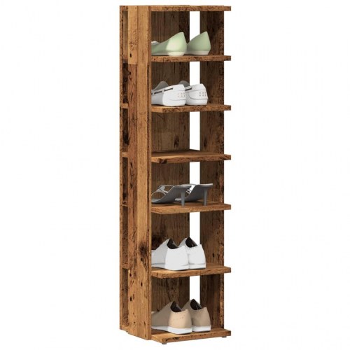 Skoskabe 2 stk. - 28×27×102 cm i konstrueret træ, gammelt træ-look